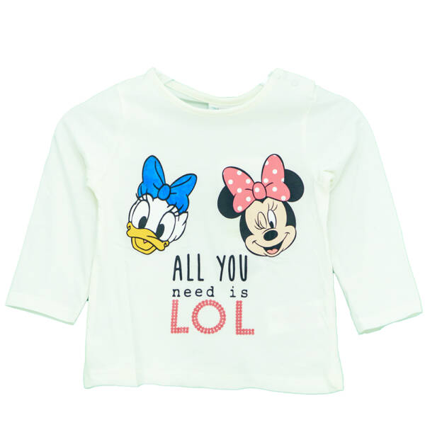 Βρεφική μπλούζα μακό για κορίτσι με Daisy και Minnie - Λευκή