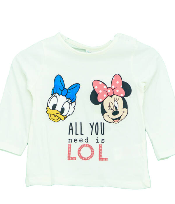 Βρεφική μπλούζα μακό για κορίτσι με Daisy και Minnie - Λευκή