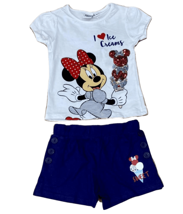 Σετ Μπλουζα - Σορτς για κορίτσι με Minnie ice cream της Disney - Μπλε