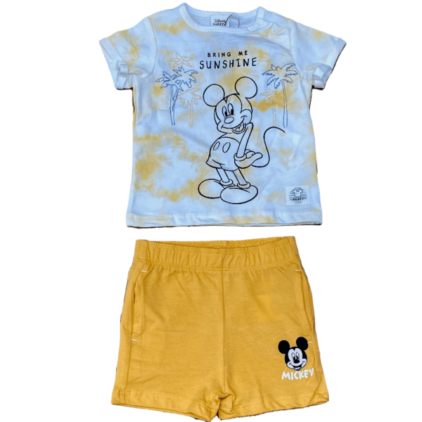 Βρεφικο Σετ Μπλουζα - Σορτς για αγόρι με Mickey Sunsine της Disney - Κίτρινο