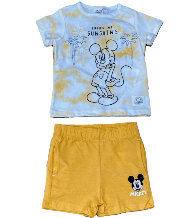 Βρεφικο Σετ Μπλουζα - Σορτς για αγόρι με Mickey Sunsine της Disney - Κίτρινο