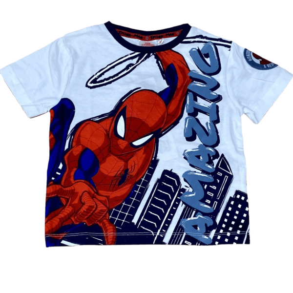 Παιδική μπλούζα κοντομάνικη Spiderman Amazing για αγόρι -Λευκή