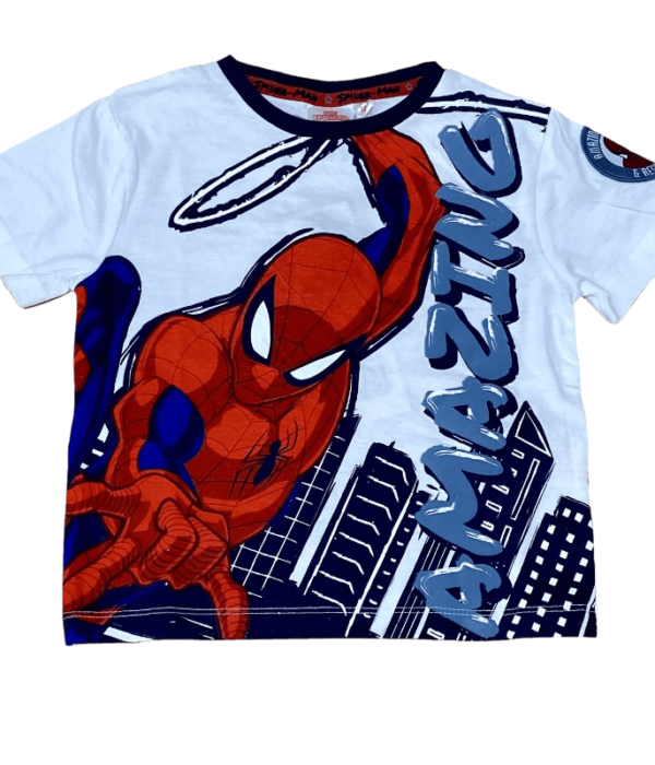 Παιδική μπλούζα κοντομάνικη Spiderman Amazing για αγόρι -Λευκή