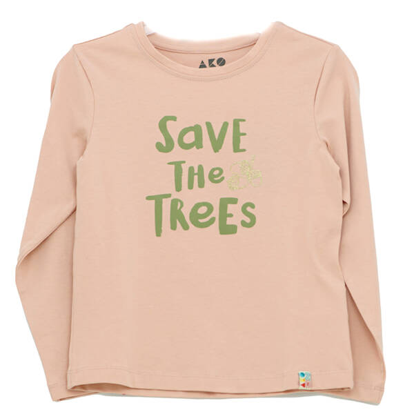Παιδική μπλούζα για κορίτσι με στάμπα "save the trees"  και glitter - AΚO