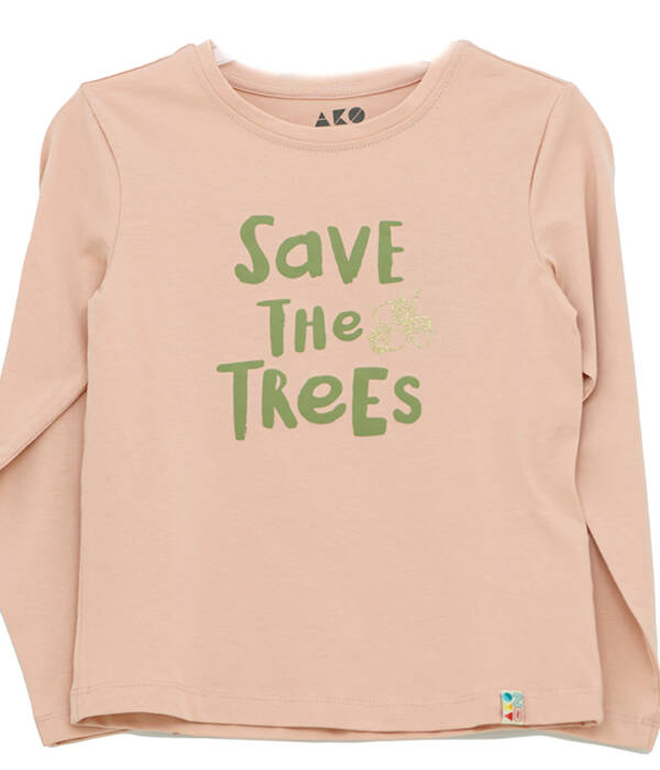 Παιδική μπλούζα για κορίτσι με στάμπα "save the trees"  και glitter - AΚO