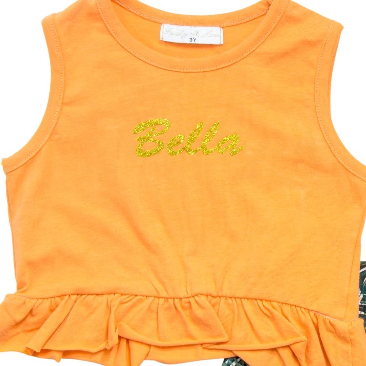 Παιδικό σετ σορτς φλοράλ με τοπ κίτρινο χρώμα για κορίτσι 1-6 (Funky) - Image 2