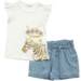 Παιδικό σετ τζιν σόρτς με λευκή μπλουζα στάμπα “Ζεβρα” για κορίτσι 1-6 (Funky)