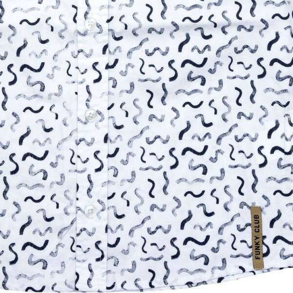 Παιδικό πουκάμισο για αγόρι White Blue Allover (Funky) - Image 3