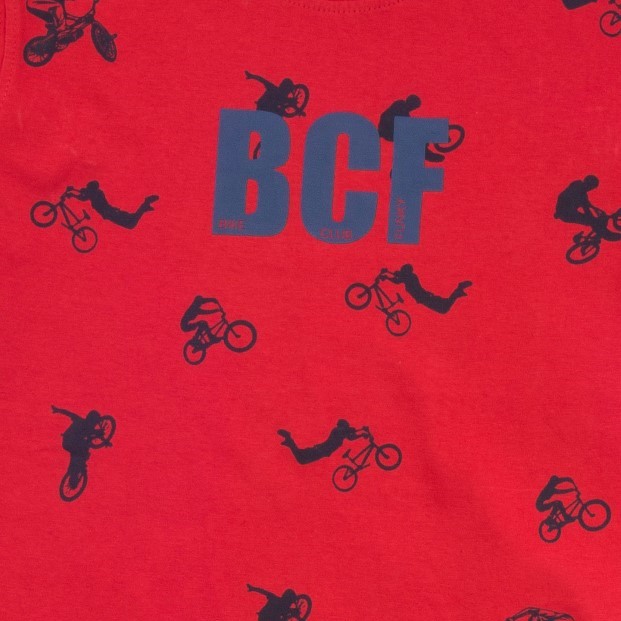 Παιδικό σετ τζιν βερμούδα - κόκκινη μπλούζα "bike club" για Αγόρι (Funky) - Image 2