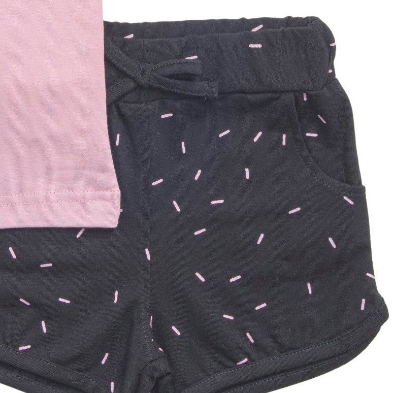 Παιδικό σετ 2 τεμαχίων για κορίτσι,ροζ μπλούζα παγωτό  - μαύρο σορτς 1-6  (Funky) - Image 2