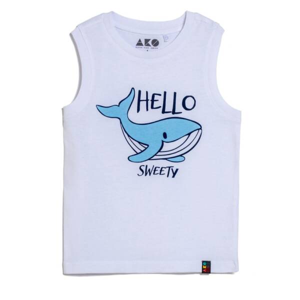 Παιδική μπλούζα για αγόρι αμάνικη λευκή "Hello Sweety" 1-5