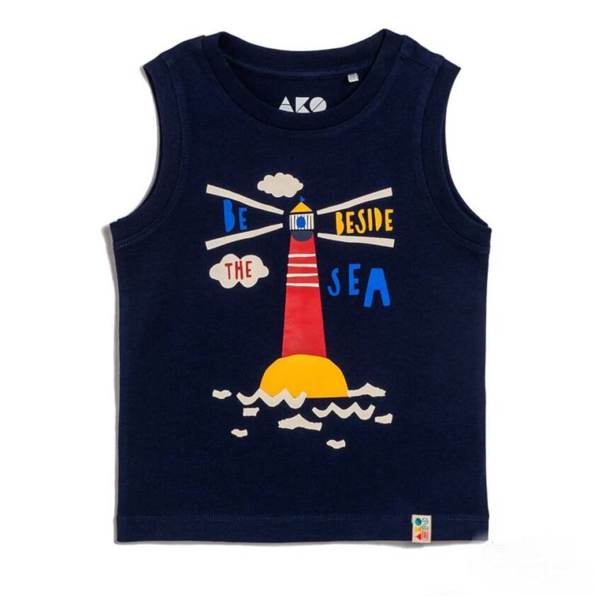 Παιδική μπλούζα για αγόρι αμάνικη μπλε “Lighthouse” 1-5