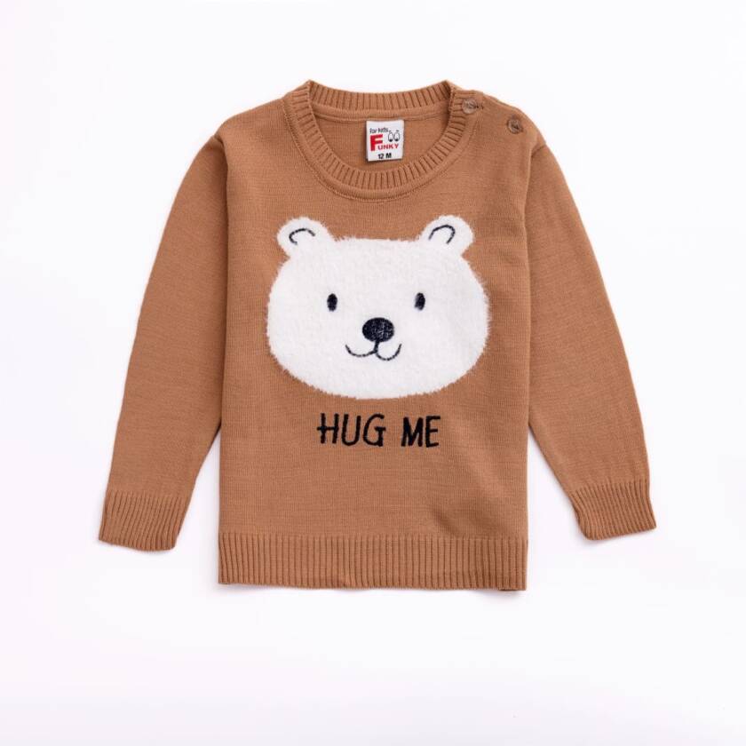 Πλεκτό Πουλόβερ για Αγόρι σε καφέ χρώμα 6-18 μηνών (Funky)