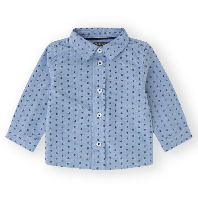 Βρεφικό πουκάμισο γαλάζιο για αγόρι με σχέδιo Allover (Canada House)