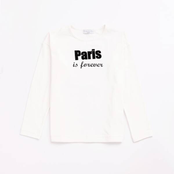 Παιδική Μπλούζα για Κορίτσι Λευκη "PARIS" Funky 6-16