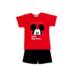 Βαμβακερό σετ Mickey με κόκκινο μπλουζάκι και μαύρη βερμούδα για αγόρι από 2-6 ετών (Action)