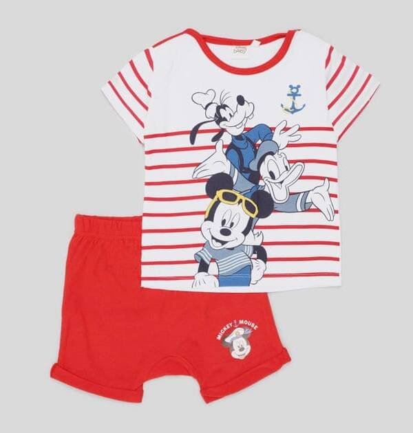 Βρεφικό βαμβακερό σετ mickey ριγέ για αγόρι από 06-24 μηνών (Disney)