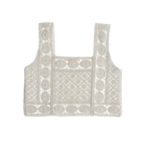 Πλεκτή μπλούζα για κορίτσι crop top λευκή