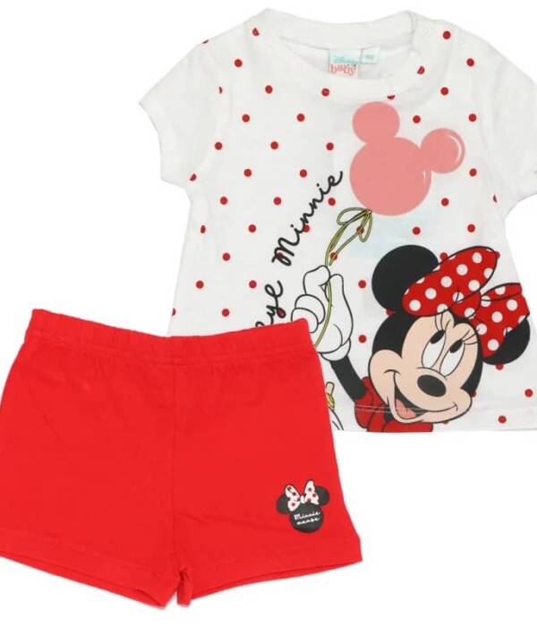 Βρεφικό βαμβακερό σετ minnie με πουα σχέδιο για κορίτσι από 06-24 μηνών (Disney)