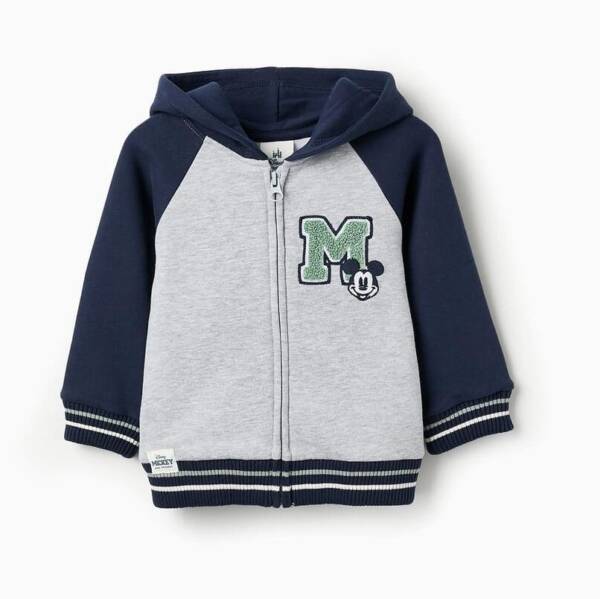 Βρεφική Βαμβακερή Ζακέτα για Aγόρι με τον Mickey σε γκρι χρώμα (ZIPPY)