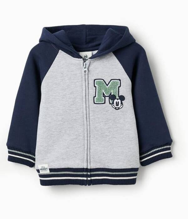 Βρεφική Βαμβακερή Ζακέτα για Aγόρι με τον Mickey σε γκρι χρώμα (ZIPPY)